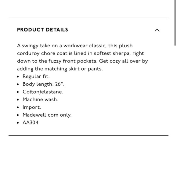 Madewell Sherpa-lined Corduroy Swing Chore Coat - Picture 5 of 8